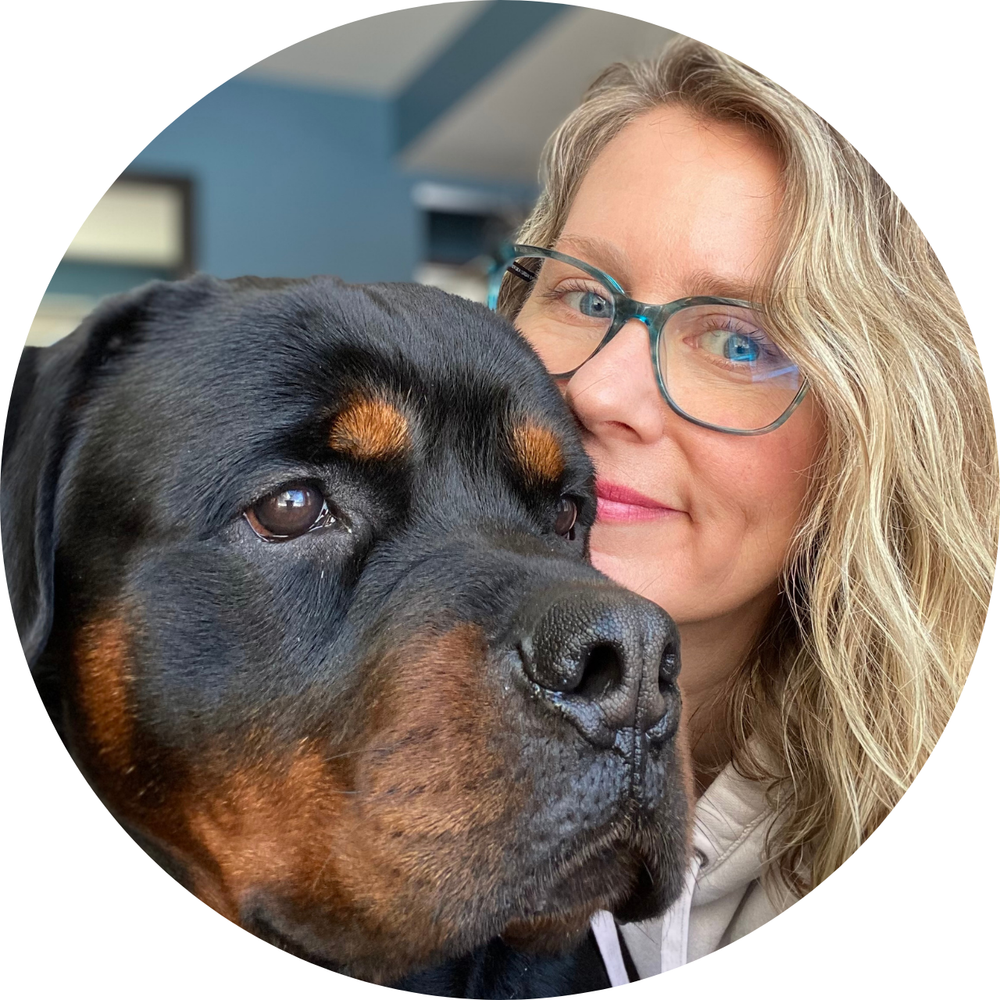 Jenny, founder of The Best Dog Balm, with her Rottweiler